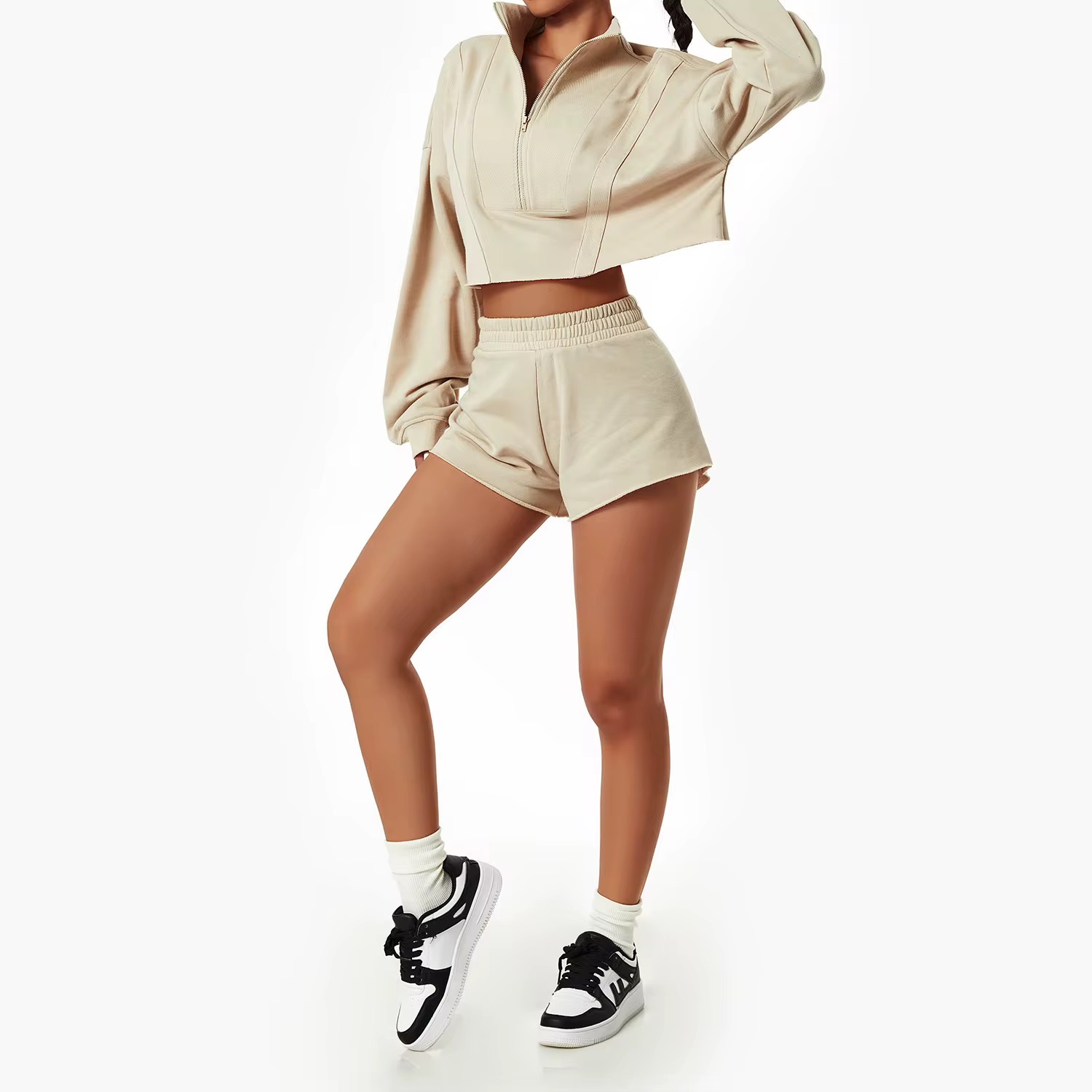 Ensemble sweat court zippé & short AURYA ACTIVE